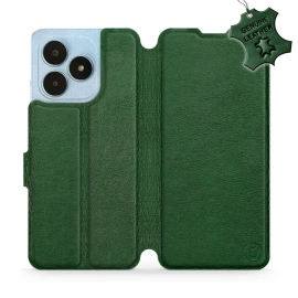 Etui ze skóry naturalnej do Realme Note 50 - wzór Green Leather