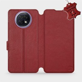 Etui ze skóry naturalnej do Xiaomi Redmi Note 9T - wzór Dark Red Leather