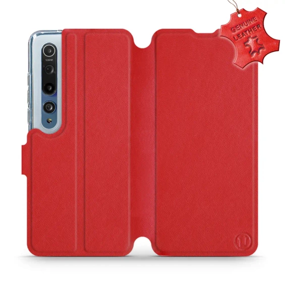 Etui ze skóry naturalnej do Xiaomi Mi 10 - wzór Red Leather