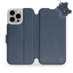 Etui ze skóry naturalnej do Apple iPhone 16 Pro Max - wzór Blue Leather