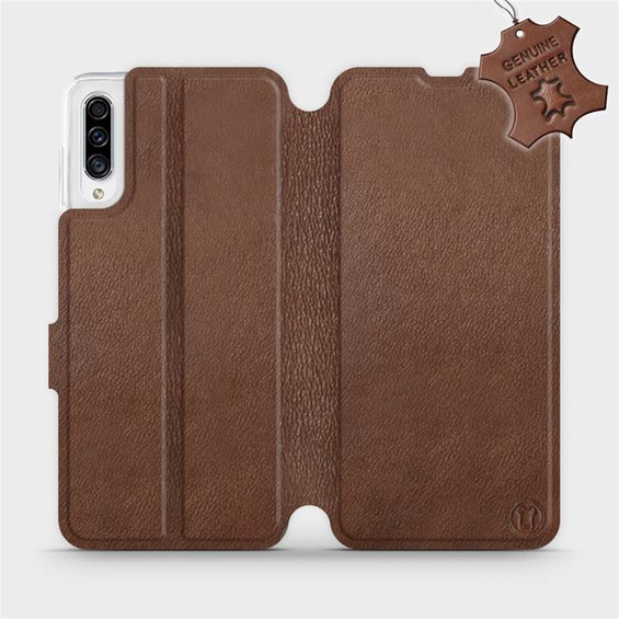 Etui ze skóry naturalnej do Samsung Galaxy A30s - wzór Brown Leather