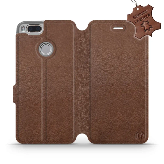Etui ze skóry naturalnej do Xiaomi Mi A1 - wzór Brown Leather