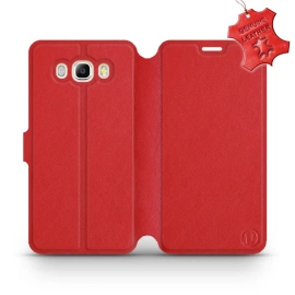Etui ze skóry naturalnej do Samsung Galaxy J7 2016 - wzór Red Leather