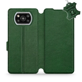 Etui ze skóry naturalnej do Xiaomi POCO X3 NFC - wzór Green Leather