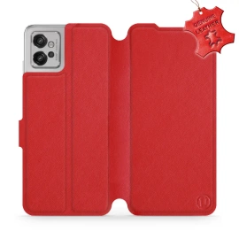 Etui ze skóry naturalnej do Motorola Moto G32 - wzór Red Leather