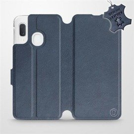 Etui ze skóry naturalnej do Samsung Galaxy A20e - wzór Blue Leather