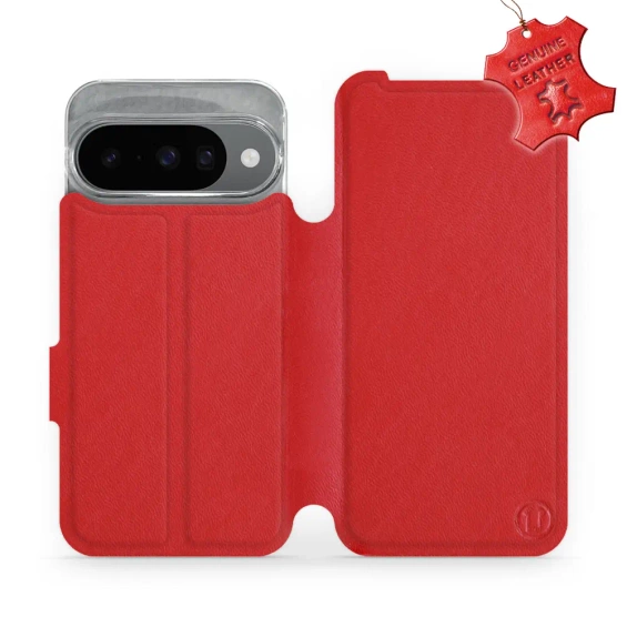 Etui ze skóry naturalnej do Google Pixel 10 - wzór Red Leather