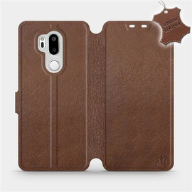 Etui ze skóry naturalnej do LG G7 ThinQ - wzór Brown Leather