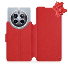 Etui ze skóry naturalnej do Realme 12 Pro Plus 5G - wzór Red Leather