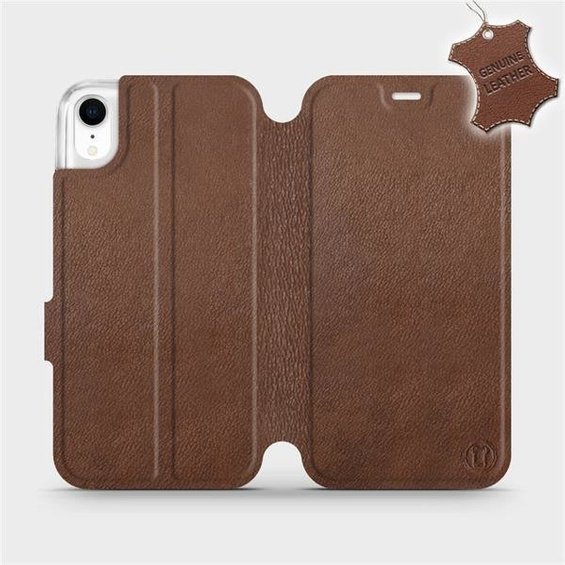 Etui ze skóry naturalnej do Apple iPhone XR - wzór Brown Leather