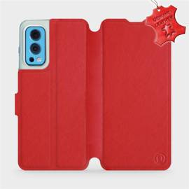 Etui ze skóry naturalnej do OnePlus Nord 2 5G - wzór Red Leather