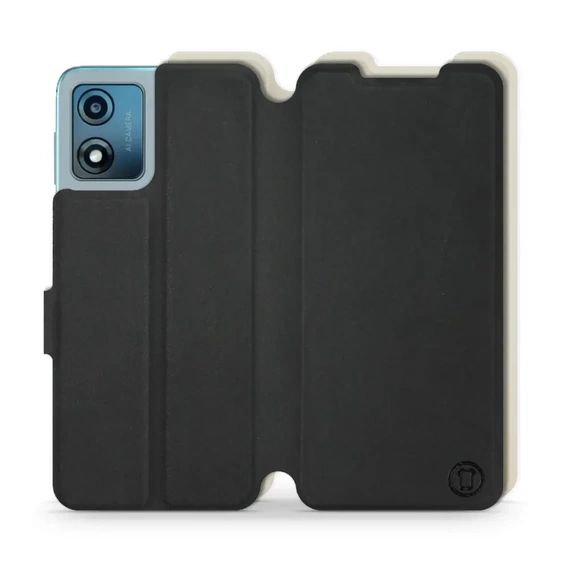 Etui Soft Touch do Motorola Moto E13 - wzór Satynowa czerń z platyną