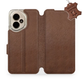 Etui ze skóry naturalnej do Huawei Honor 400 - wzór Brown Leather