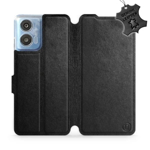 Etui ze skóry naturalnej do Motorola Moto G04 - wzór Black Leather