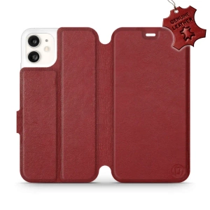 Etui ze skóry naturalnej do Apple iPhone 11 - wzór Dark Red Leather
