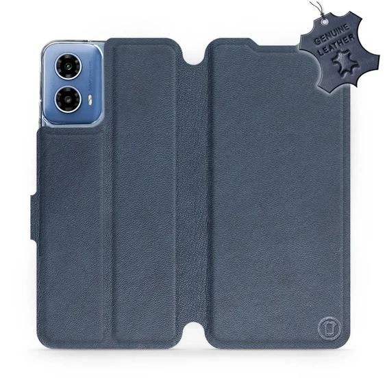 Etui ze skóry naturalnej do Motorola Moto G34 5G - wzór Blue Leather