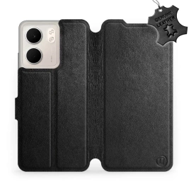 Etui ze skóry naturalnej do OPPO A5x - wzór Black Leather