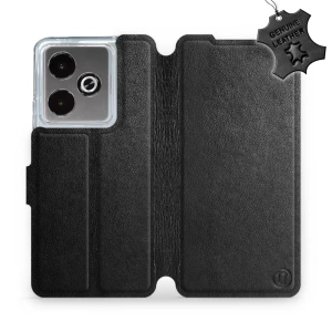 Etui ze skóry naturalnej do Realme GT 7T - wzór Black Leather