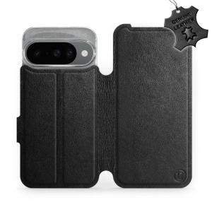 Etui ze skóry naturalnej do Google Pixel 10 - wzór Black Leather