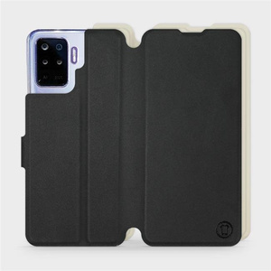 Etui Soft Touch do OPPO Reno 5 Lite - wzór Satynowa czerń z platyną