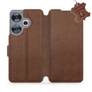 Etui ze skóry naturalnej do Xiaomi POCO F6 - wzór Brown Leather