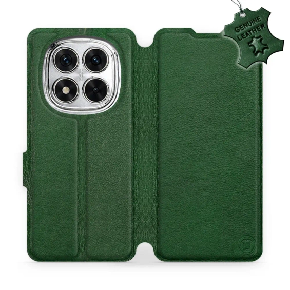 Etui ze skóry naturalnej do Xiaomi Redmi Note 14 Pro 4G - wzór Green Leather