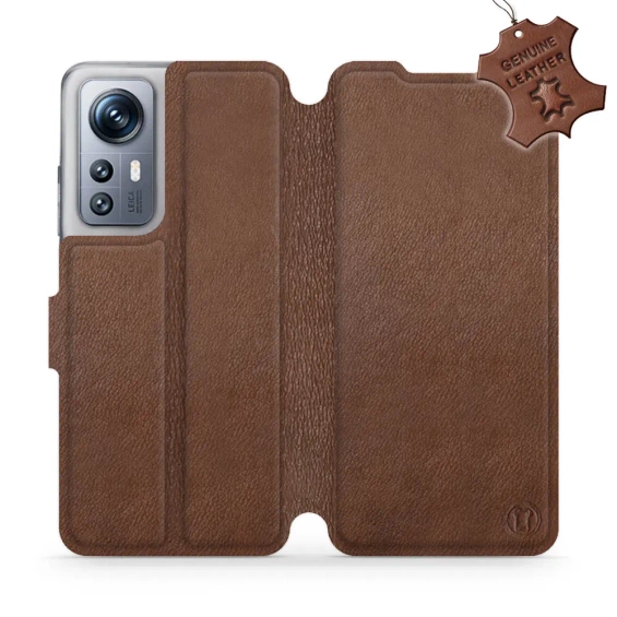 Etui ze skóry naturalnej do Xiaomi 12S - wzór Brown Leather
