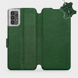 Etui ze skóry naturalnej do Samsung Galaxy A32 4g - wzór Green Leather