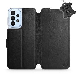 Etui ze skóry naturalnej do Samsung Galaxy A23 - wzór Black Leather