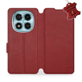 Etui ze skóry naturalnej do Xiaomi Redmi Note 14 Pro 4G - wzór Dark Red Leather