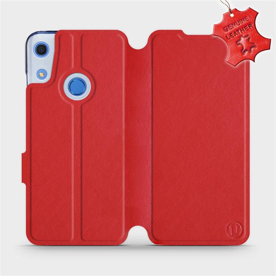 Etui ze skóry naturalnej do Huawei Y6S - wzór Red Leather