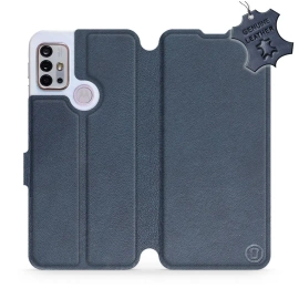 Etui ze skóry naturalnej do Motorola Moto G10 - wzór Blue Leather