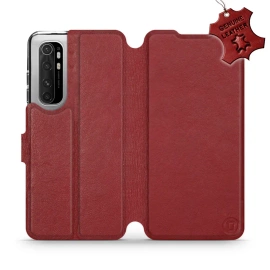 Etui ze skóry naturalnej do Xiaomi Mi Note 10 Lite - wzór Dark Red Leather