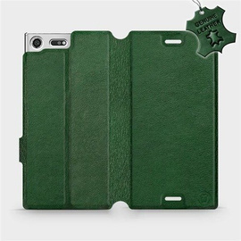 Etui ze skóry naturalnej do Sony Xperia XZ Premium - wzór Green Leather