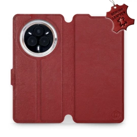 Etui ze skóry naturalnej do Realme 14 Pro 5G - wzór Dark Red Leather
