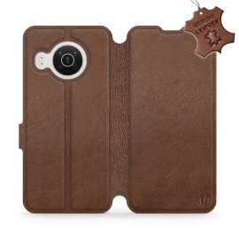 Etui ze skóry naturalnej do Nokia X20 - wzór Brown Leather
