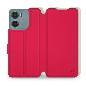 Etui Soft Touch do Motorola Moto E15 - wzór Żywa czerwień z platyną