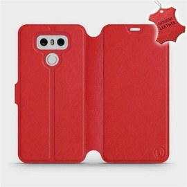 Etui ze skóry naturalnej do LG G6 - wzór Red Leather