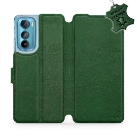 Etui ze skóry naturalnej do Motorola Edge 30 5G - wzór Green Leather