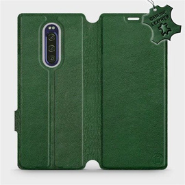 Etui ze skóry naturalnej do Sony Xperia 1 - wzór Green Leather