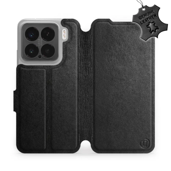 Etui ze skóry naturalnej do Xiaomi 15 - wzór Black Leather