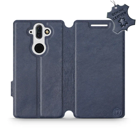 Etui ze skóry naturalnej do Nokia 8 Sirocco - wzór Blue Leather