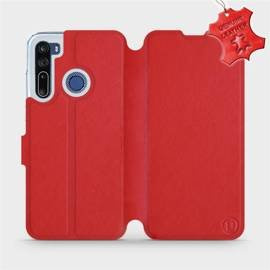 Etui ze skóry naturalnej do HTC Desire 20 Pro - wzór Red Leather