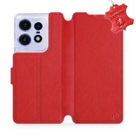 Etui ze skóry naturalnej do Motorola Edge 50 Pro - wzór Red Leather