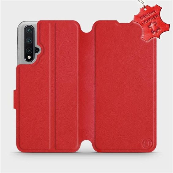 Etui ze skóry naturalnej do Huawei Honor 20 - wzór Red Leather