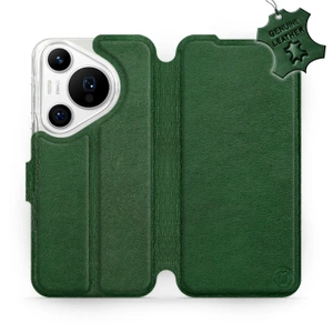 Etui ze skóry naturalnej do Huawei Pura 70 Pro - wzór Green Leather
