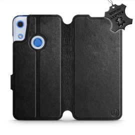 Etui ze skóry naturalnej do Huawei Y6S - wzór Black Leather