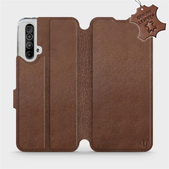 Etui ze skóry naturalnej do Realme X3 SuperZoom - wzór Brown Leather