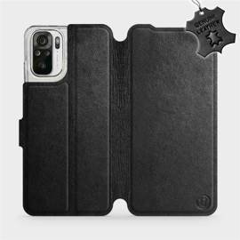 Etui ze skóry naturalnej do Xiaomi Redmi Note 10 - wzór Black Leather