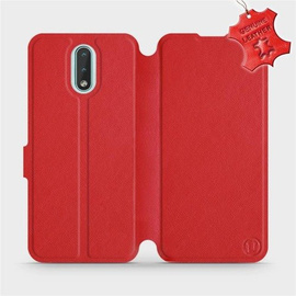 Etui ze skóry naturalnej do Nokia 2.3 - wzór Red Leather